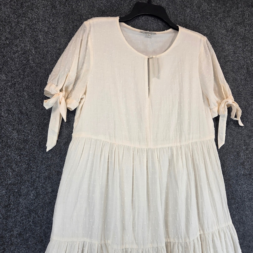 Madewell Cream Tiered Midi Dress with Tie Sleeves - Picture 7 of 16